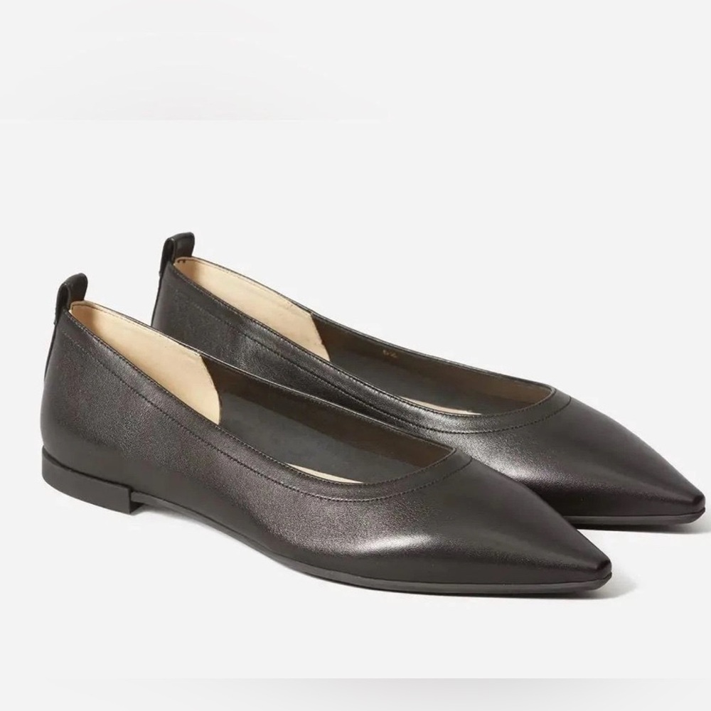 Everlane NWB 6.5 Black Leather 40 Hour Flats Pointed Toe